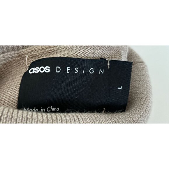 ASOS Merino Wool Knitted Turtleneck Pullover Sweater Dusty Pink/Gray Size Large - Picture 7 of 8